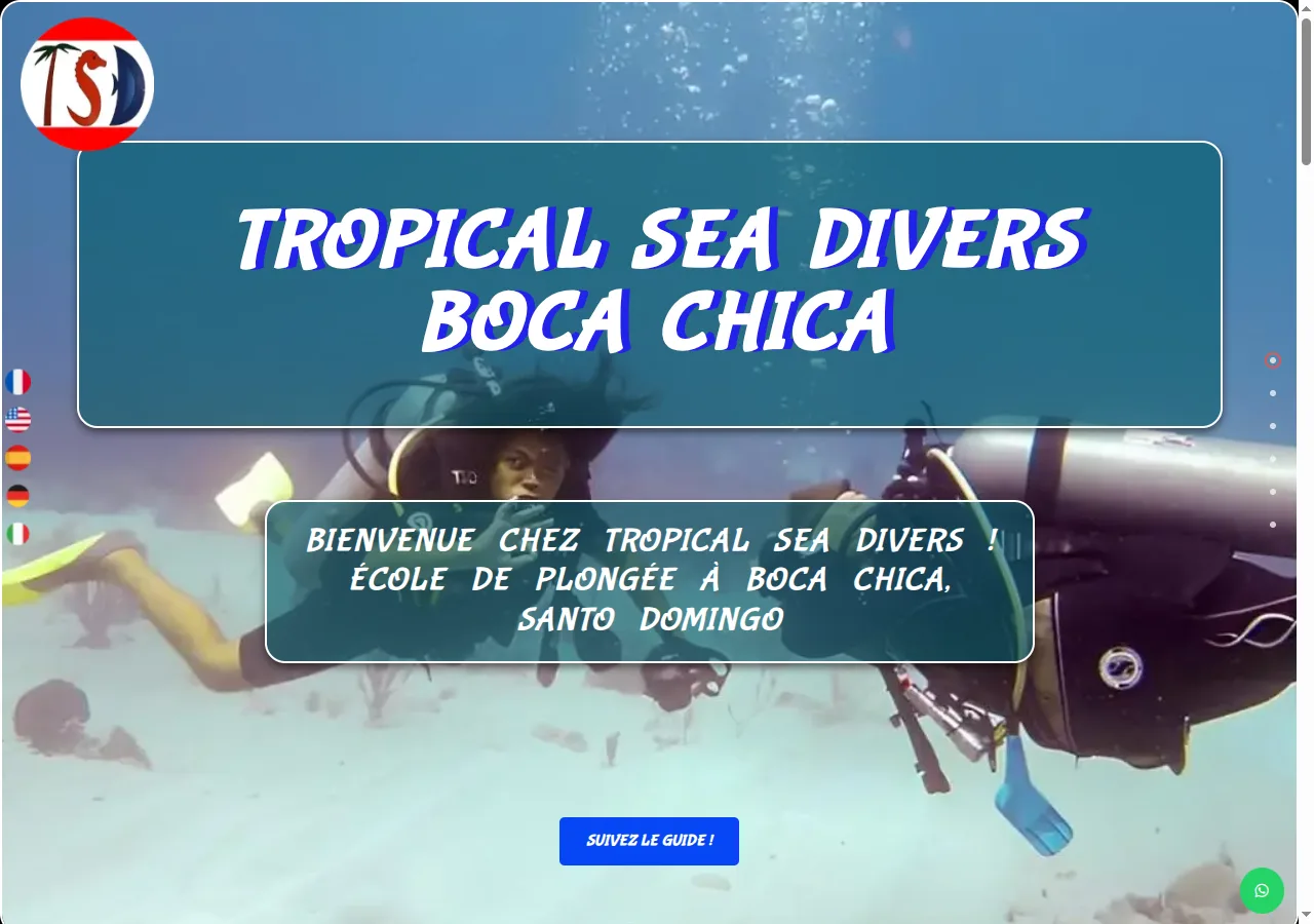 Tropical Sea Divers website before the redesign